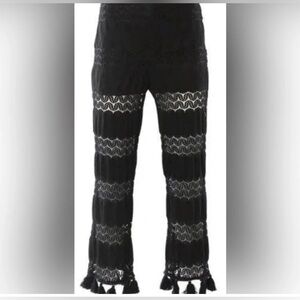 Show me your mumu crotchet tassel bell bottom pants in black size large